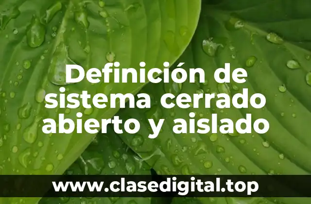 Ejemplos de sistema cerrado abierto y aislado