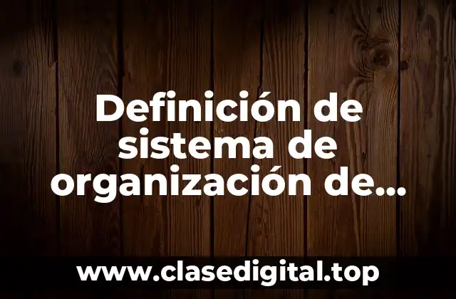 Definición de sistema de organización de materia energía