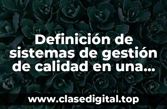 Definición de sistemas de gestión de calidad en una empresa