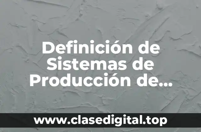 Definición Técnica de Sistemas de Producción de Bienes y Servicios
