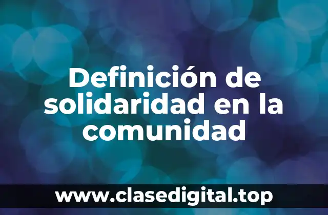 Definición de solidaridad en la comunidad
