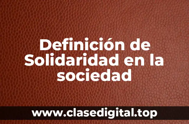 Definición de Solidaridad en la sociedad