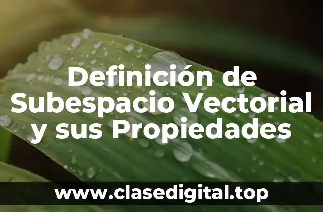 Definición de Subespacio Vectorial y sus Propiedades