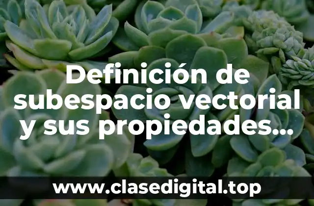 Definición de subespacio vectorial y sus propiedades en algebra lineal