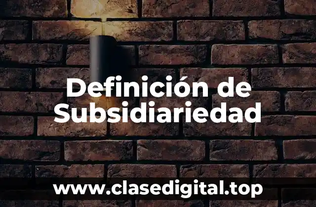 Definición de Subsidiariedad