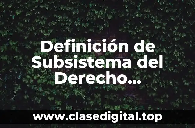 Definición de Subsistema del Derecho Internacional