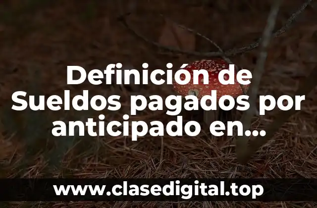 Definición de Sueldos pagados por anticipado en contabilidad