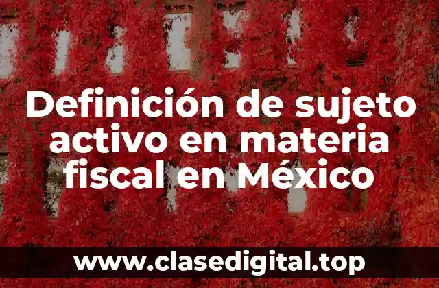 Definición de sujeto activo en materia fiscal en México