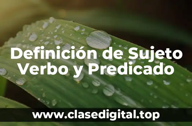 Definición de Sujeto Verbo y Predicado