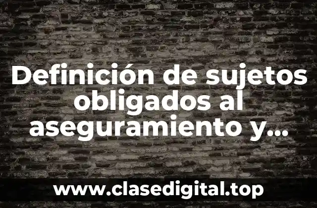 Definición de sujetos obligados al aseguramiento y financiamiento