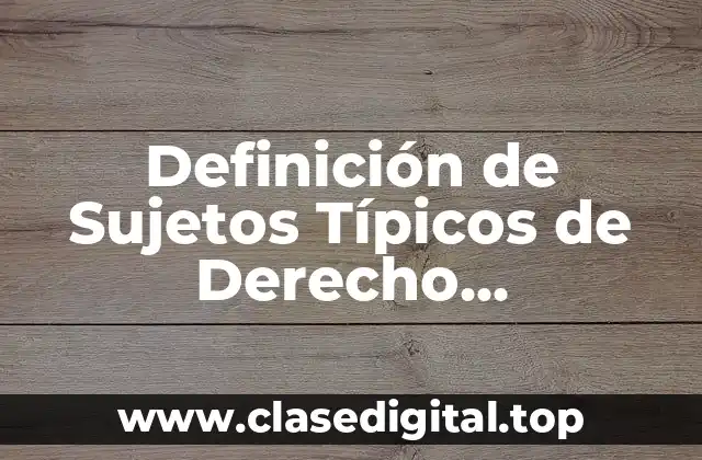 Definición de Sujetos Típicos de Derecho Internacional Público