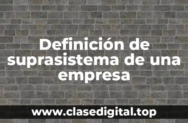 Ejemplos de suprasistema de una empresa