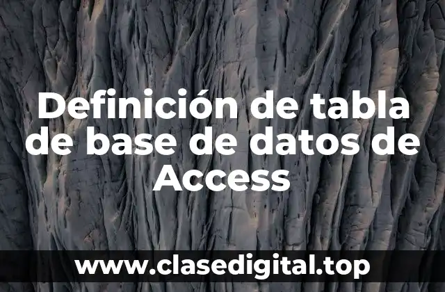 Definición de tabla de base de datos de Access
