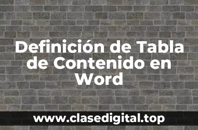 Definición de Tabla de Contenido en Word