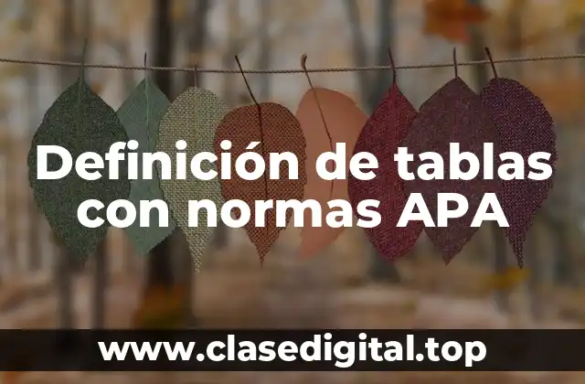 Definición de tablas con normas APA