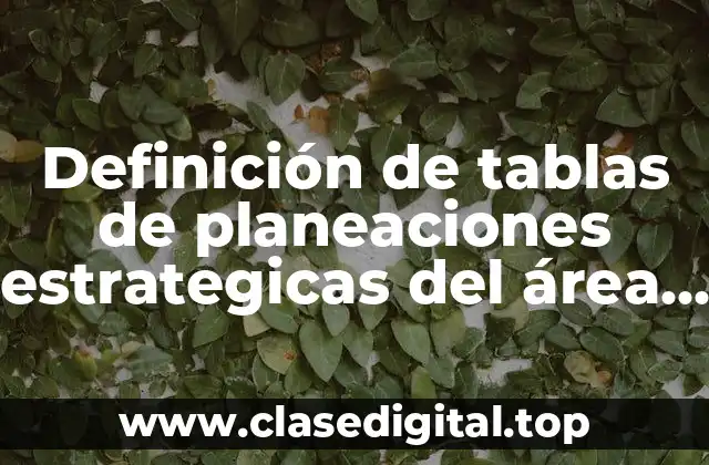 Definición de tablas de planeaciones estrategicas del área de RH
