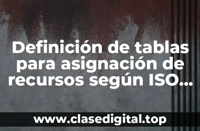Definición de tablas para asignación de recursos según ISO 9001