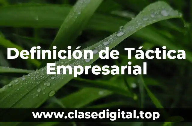 Definición Técnica de Táctica Empresarial