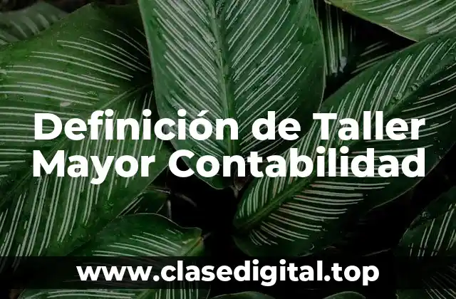 Definición de Taller Mayor Contabilidad