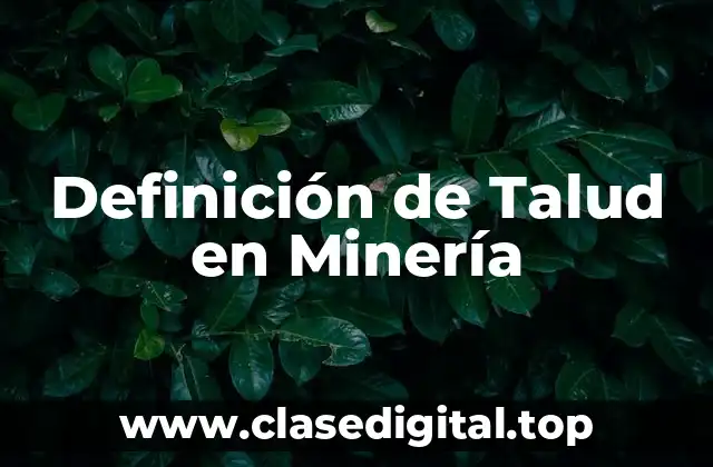 Definición de Talud en Minería