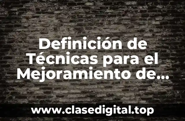 Definición de Técnicas para el Mejoramiento de Calidad