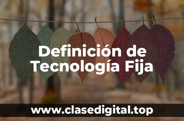 Definición Técnica de Tecnología Fija
