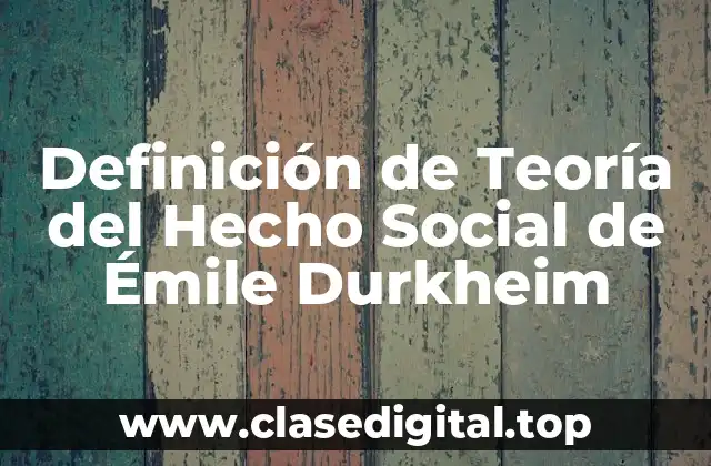 Definición técnica de Teoría del Hecho Social