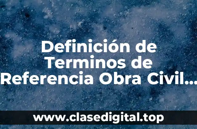 Definición de Terminos de Referencia Obra Civil Ecuador