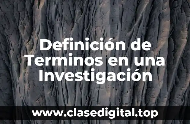 Definición de Terminos en una Investigación