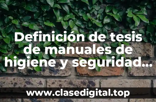 Definición de tesis de manuales de higiene y seguridad industrial