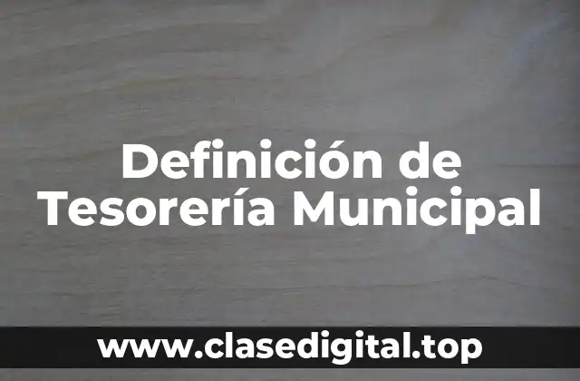 Definición de Tesorería Municipal