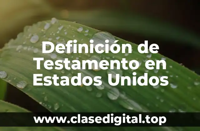 Definición de Testamento en Estados Unidos