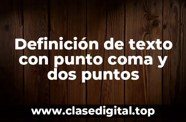 Definición de texto con punto coma y dos puntos