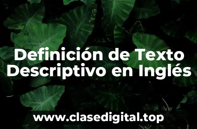 Definición de Texto Descriptivo en Inglés