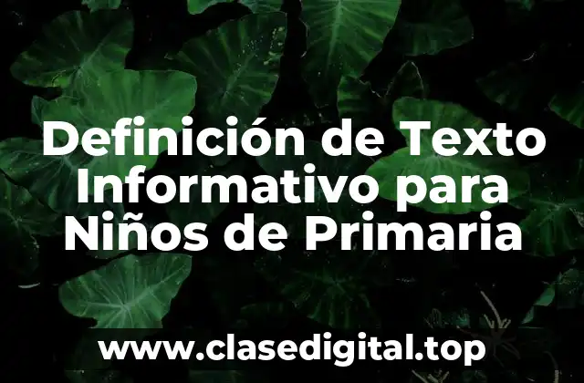 Definición Técnica de Texto Informativo para Niños de Primaria