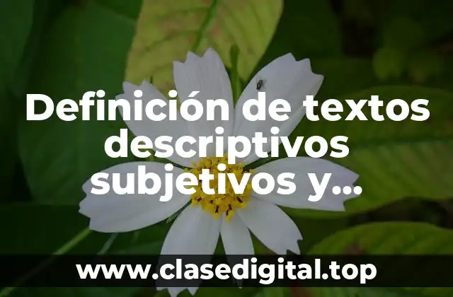Definición de textos descriptivos subjetivos y objetivos de media cuartilla
