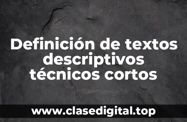Definición de textos descriptivos técnicos cortos
