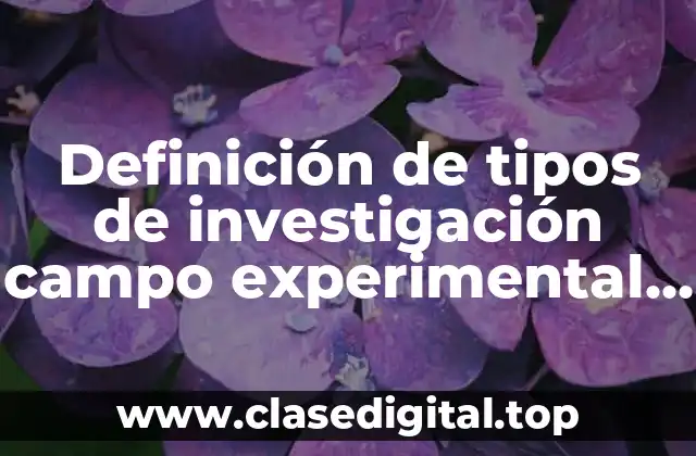 Definición de tipos de investigación campo experimental y documental