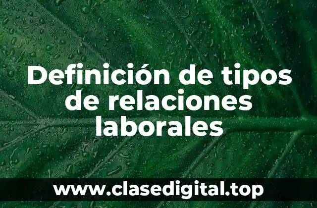 Definición de tipos de relaciones laborales