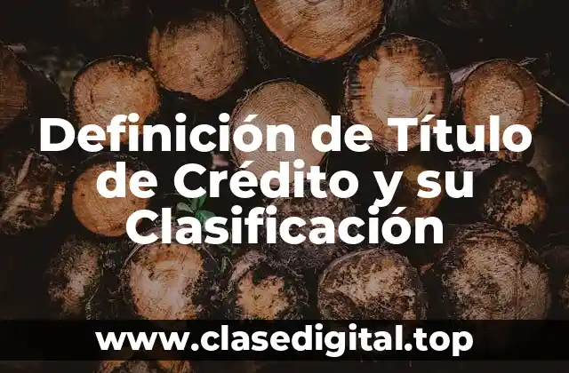 Definición de Título de Crédito y su Clasificación