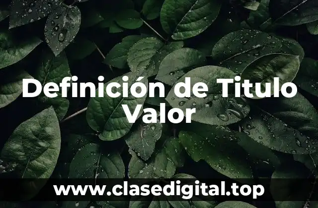 Definición de Titulo Valor