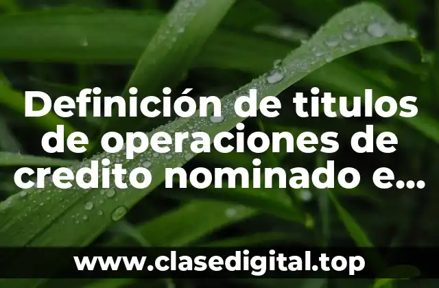 Definición de titulos de operaciones de credito nominado e innominados