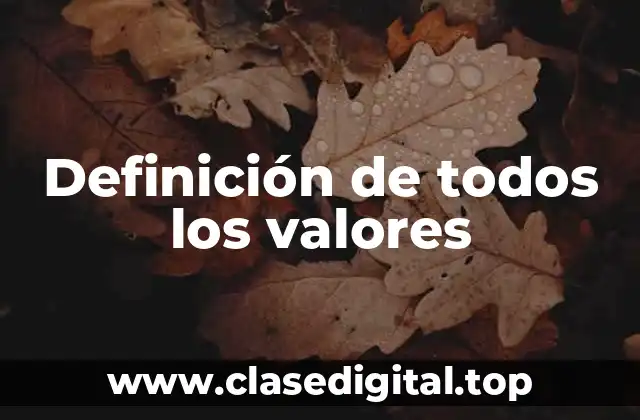 Definición técnica de todos los valores