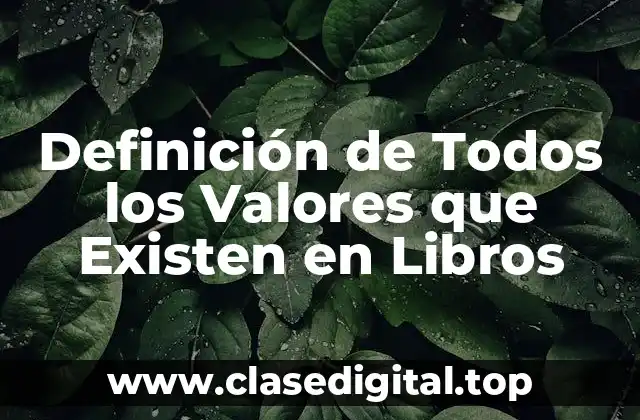Definición de Todos los Valores que Existen en Libros