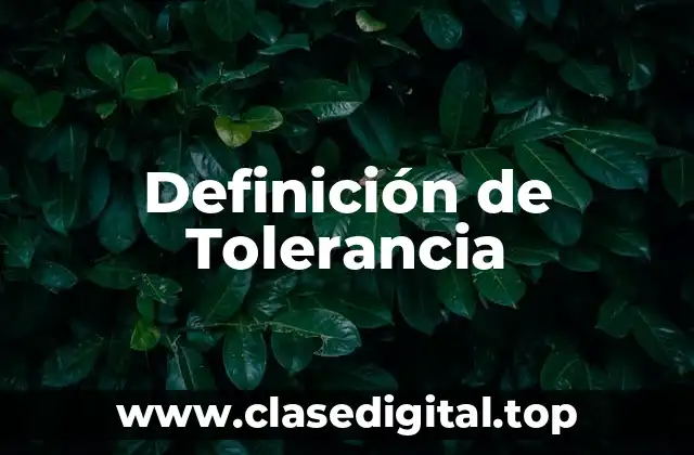 Definición de Tolerancia