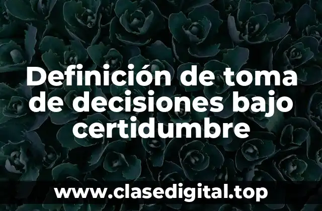 Definición de toma de decisiones bajo certidumbre