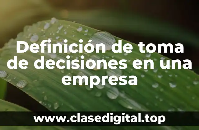 Definición de toma de decisiones en una empresa