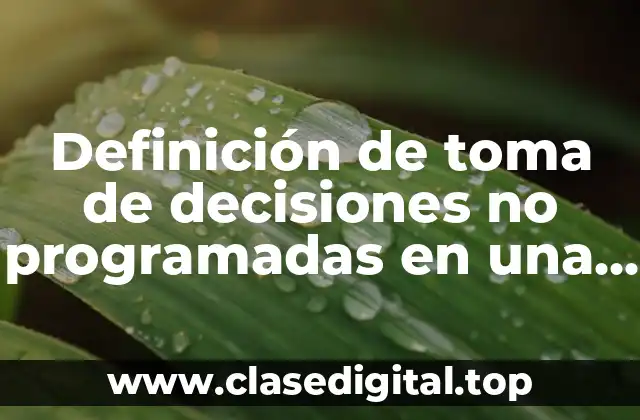 Definición de toma de decisiones no programadas en una empresa