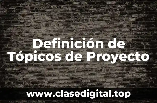Definición de Tópicos de Proyecto