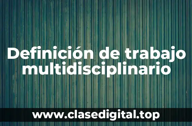 Definición de trabajo multidisciplinario